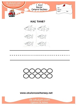 Çocuklar İçin Sayılar Çalışma Sayfaları 